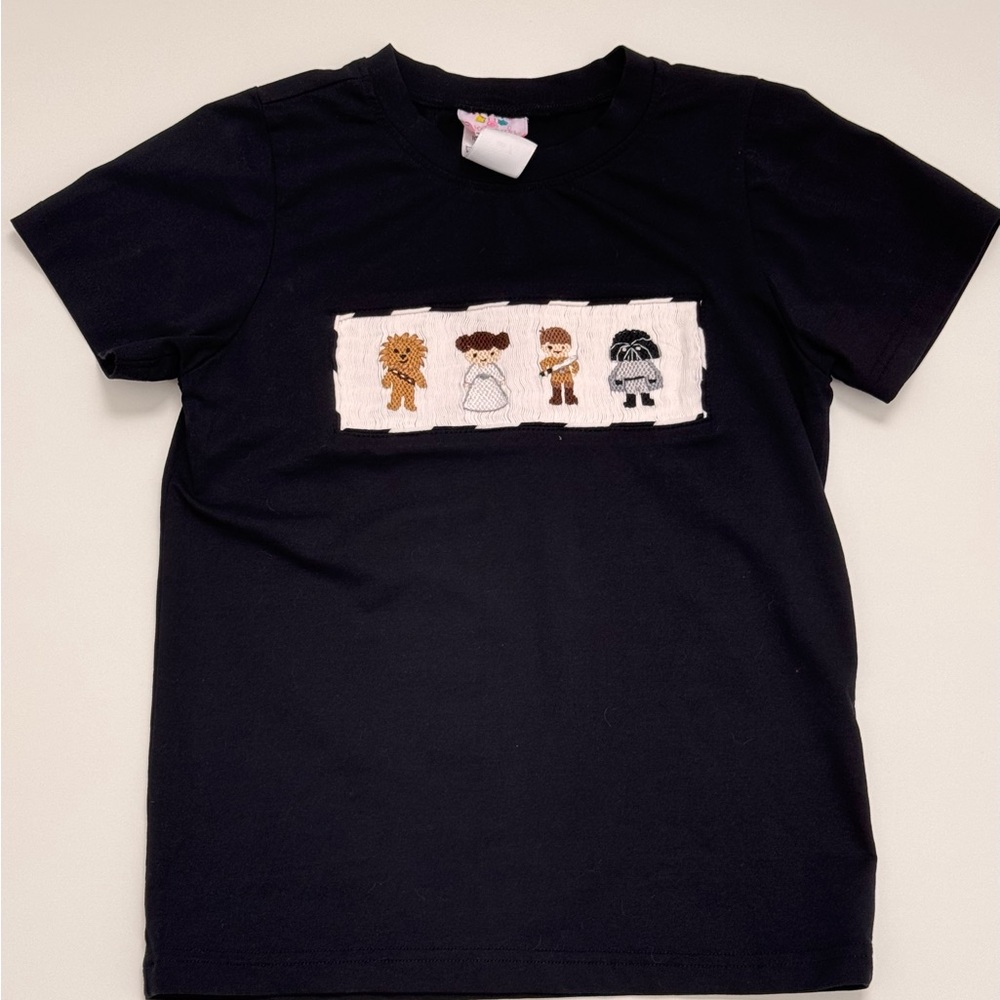 Kids Black Character Embroidered Tee